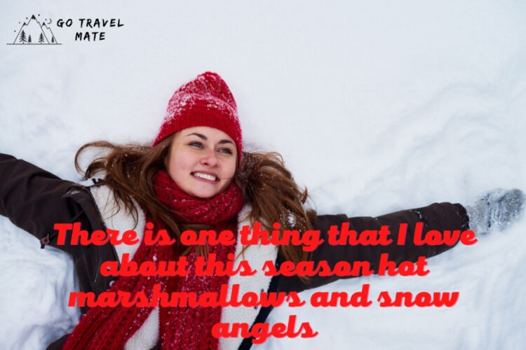 Winter quotes: There is one thing that I love about this season hot marshmallows and snow angels.